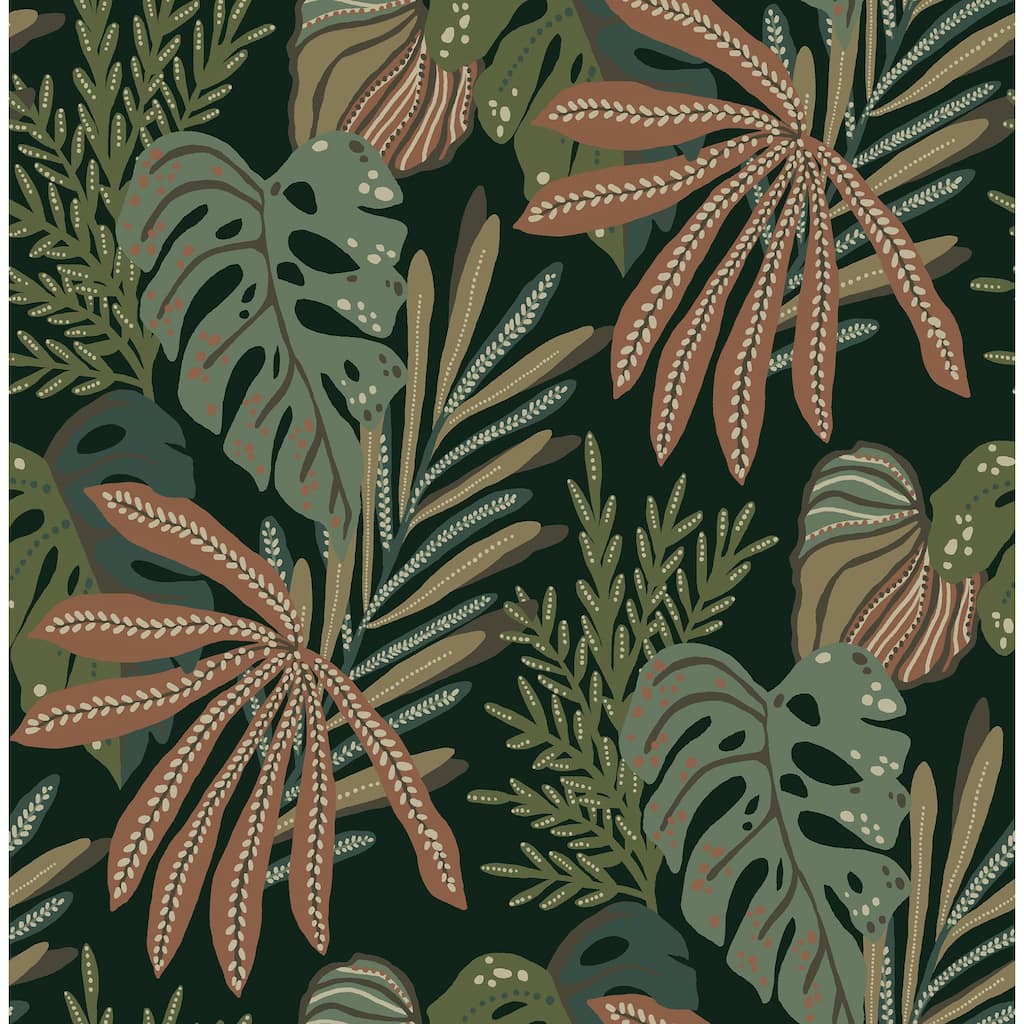 A-Street Prints Alocasia Multicolor Tropical Foliage Wallpaper