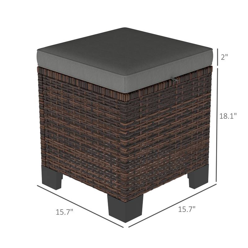 GDFStudio - Miles Versatile Wicker Ottoman Cubes for Outdoor Seating and Flexible Use Set of 2