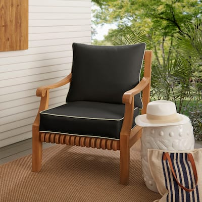 Sawyer Sunbrella Canvas Black Corded Outdoor Cushion and Pillow Set