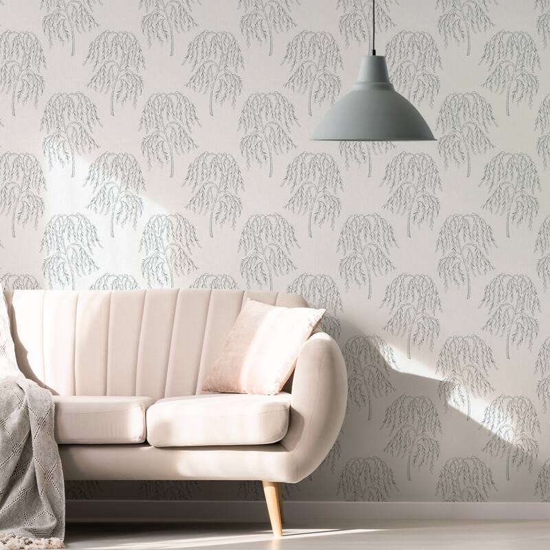 Willow Tree Silver Wallpaper - N/A