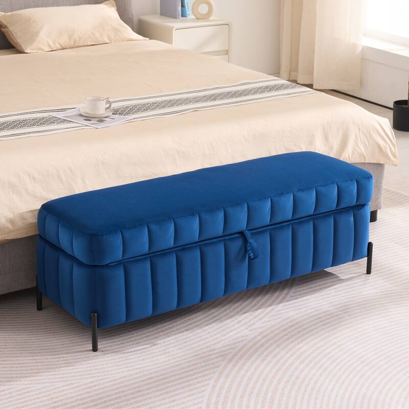 49.2"W Modern Storage Bench,Bedroom Ottoman Bench with Metal Legs