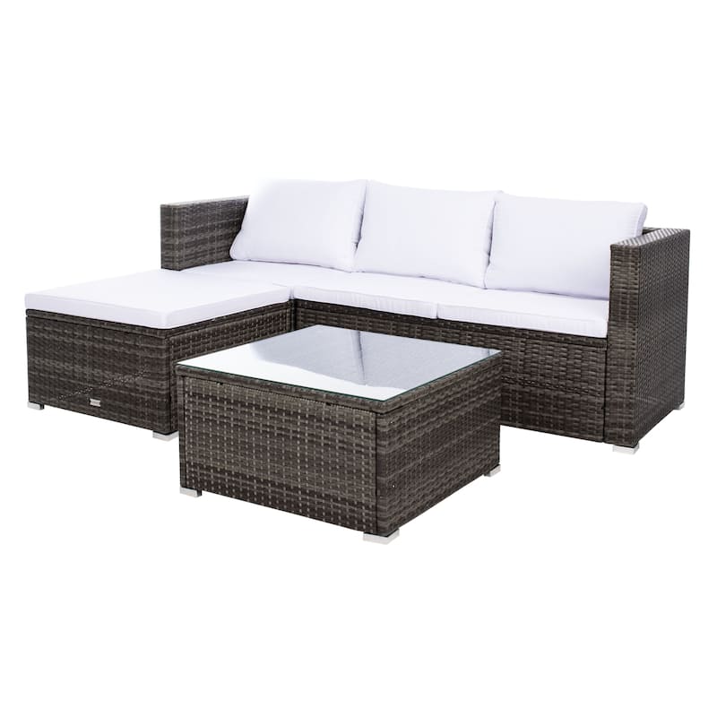 SAFAVIEH Outdoor Patio Furniture Lainey 3-Piece Sectional Conversation Set - 51W x 26D x 27H