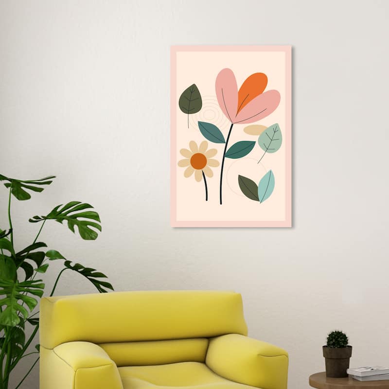 Wynwood Studio Canvas Floral and Botanical Unas Flores Pink and Light Pink Mid-Century Modern Wall Art Canvas Print - 30 x 20