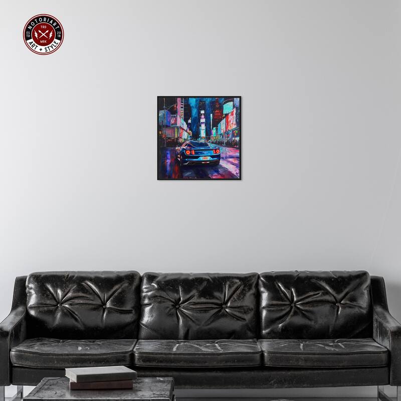 Notoriart Night Drive Sports Drive Framed Car 1 Piece Canvas Wall Art