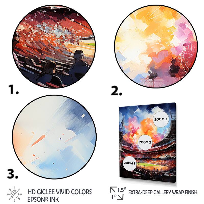 Designart "Sport Stadium In Spotlight II" Stadiums Canvas Wall Art