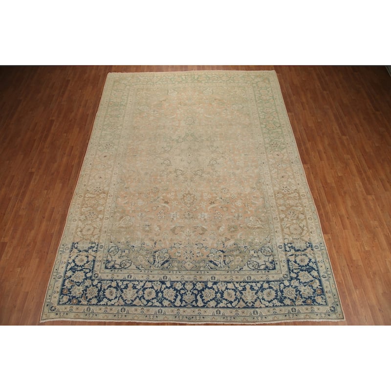 Hand Knotted Oriental 100% Wool Carpet Traditional Floral Oranges & Rust Kashan Area Rug - 13' 1'' X 9' 6''