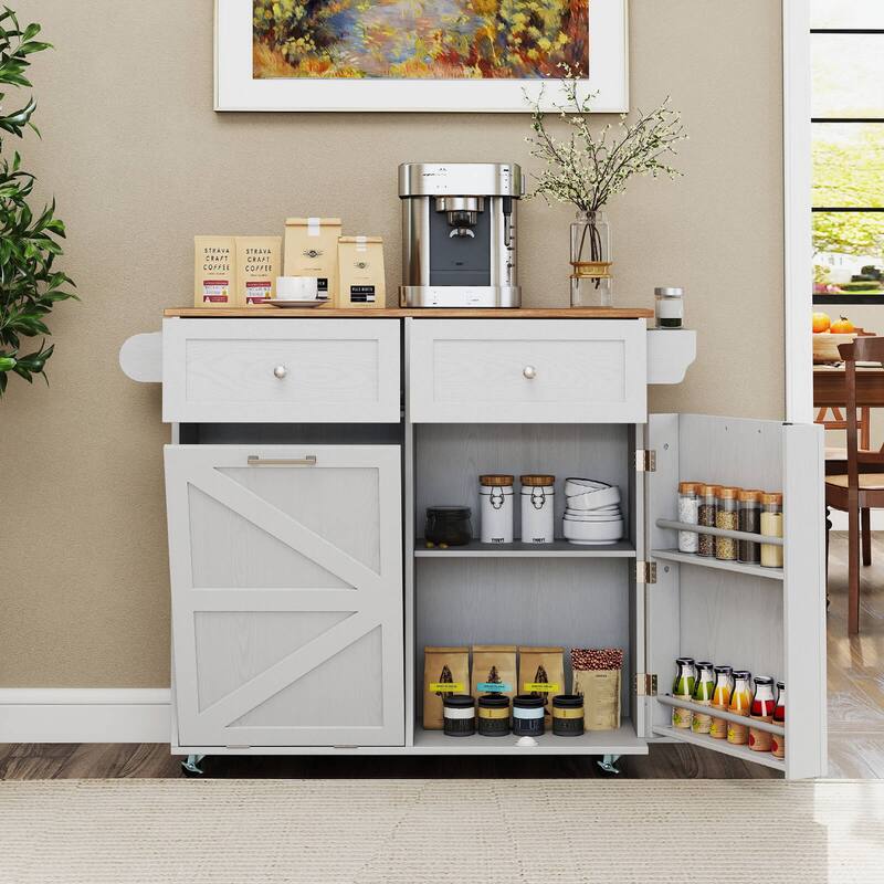 Costway Rolling Kitchen Island Kitchen Island Cart with Drop Leaf - See Details