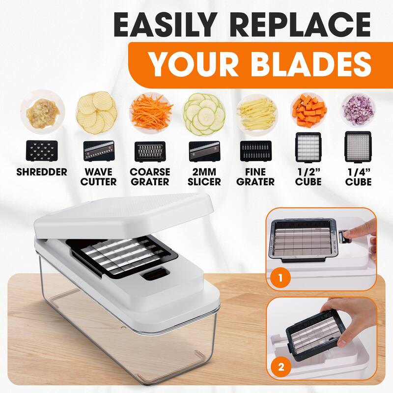 Cheer Collection Vegetable Slicer Chopper With 7 Blades And Container - 7 Blade