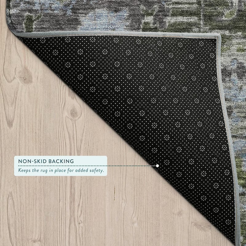 Machine Washable Indoor/ Outdoor Vintage Traditional Chantille Rug