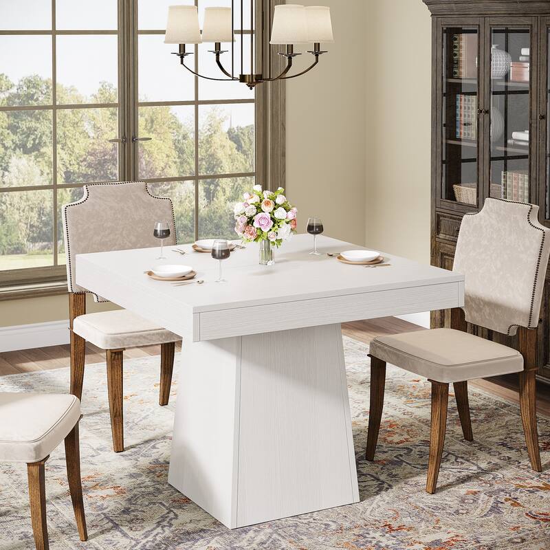 Square Dining Table for 4, 31.5-Inch Kitchen Table with Pedestal Base - 31.5"D x 31.5"W x 29.53"H