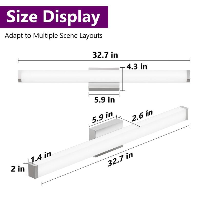 Dimmable LED Bath Bar, Modern Square Bathroom Vanity Light For Mirror