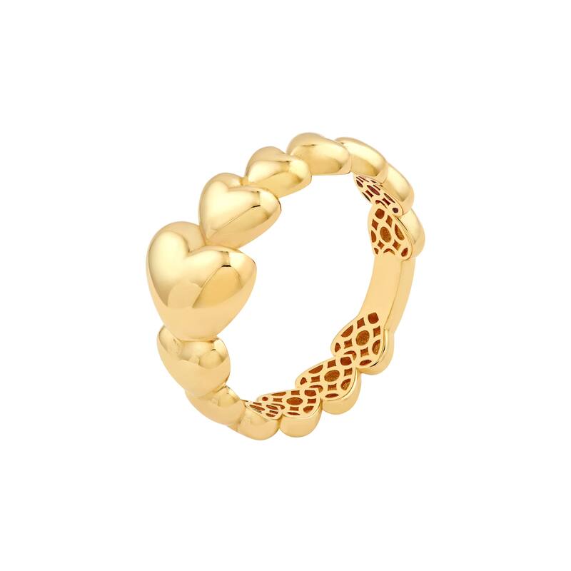 Curata 14k Yellow Gold Graduating Sideways Heart Band Ring