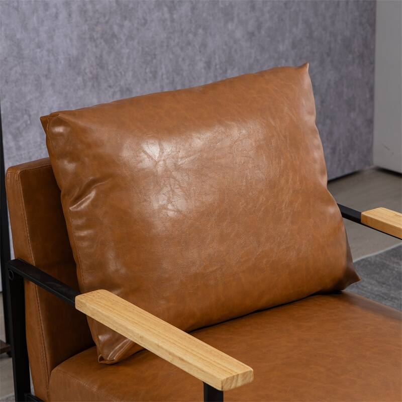 Leather Accent Chair with Metal Frame for Living Room