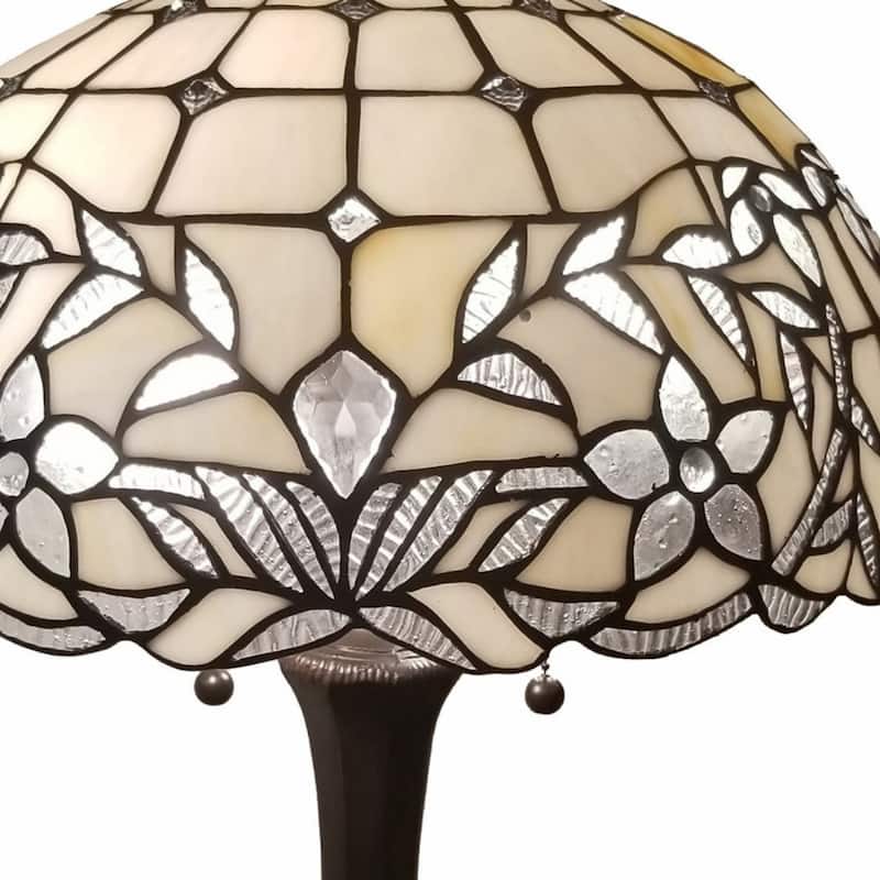 23-Inch Dark Brown Metal Table Lamp with White Shade and 2 Lights - 12” x 21” x 23”
