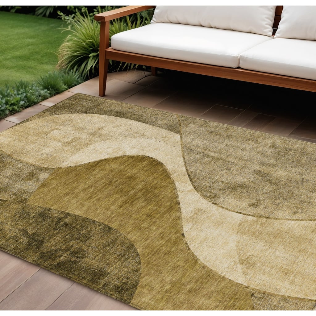 HomeRoots Abstract Transitional Rectangle Outdoor Rug