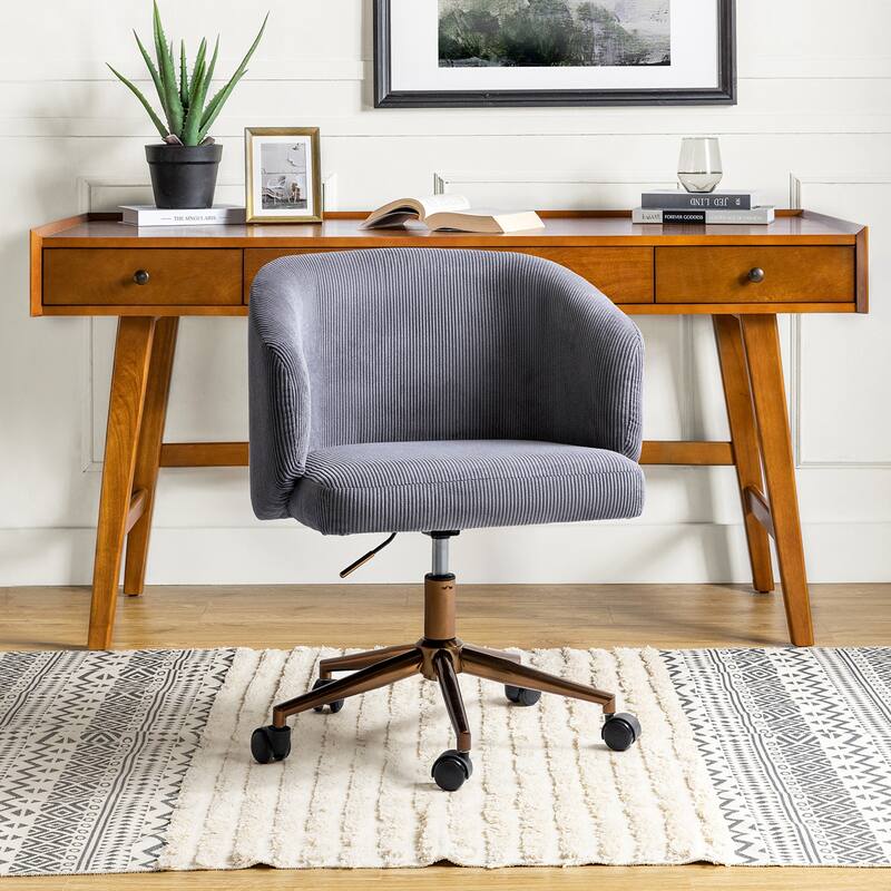 Astore Modern Corduroy Ergonomic Barrel Swivel Office Chair with Height-Adjustable by HULALA HOME