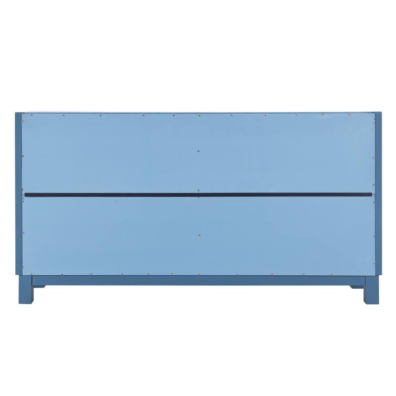 Large Storage Space Sideboard, 4 Door Buffet Cabinet with Pull Ring Handles