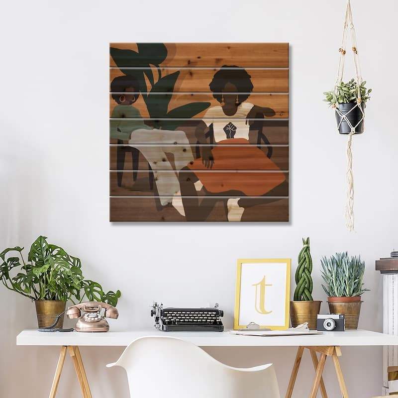 Tired Girls Print On Wood by Sarah Dahir - Multi-Color