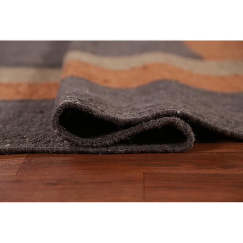 Hand Woven Oriental 100% Jute Carpet Southwestern Modern Brown Kilim Area Rug - 9' 9'' X 8' 4''