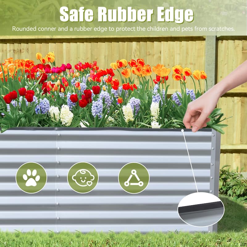 6x3x2ft Galvanized Raised Garden Bed, Planter Garden Boxes Large Metal Planter Box for Gardening Vegetables Fruits Flowers