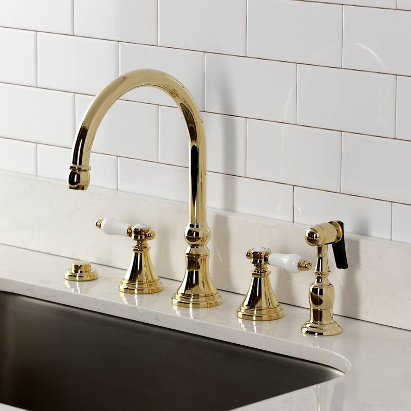 Kingston Brass Essex Double-Handle Wall-Mount Pre-Rinse Bridge Kitchen Faucet