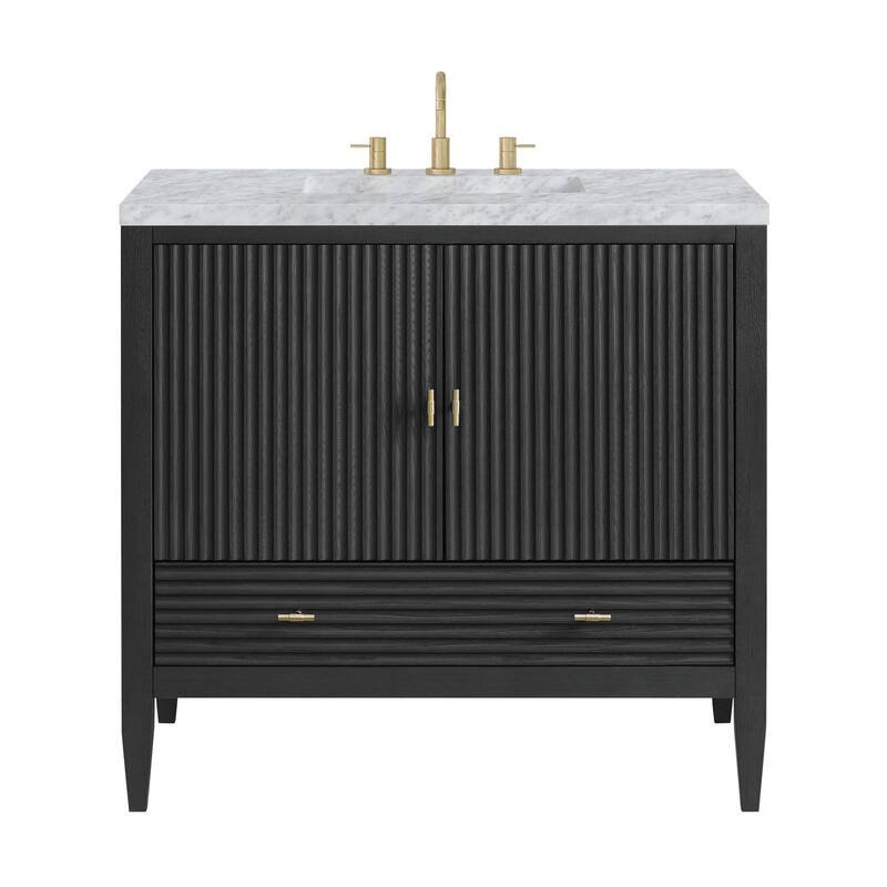 James Martin Vanities 485-V36-3CAR Myrrin 36" Single Basin Wood Vanity - Carbon Oak - Oak Finish