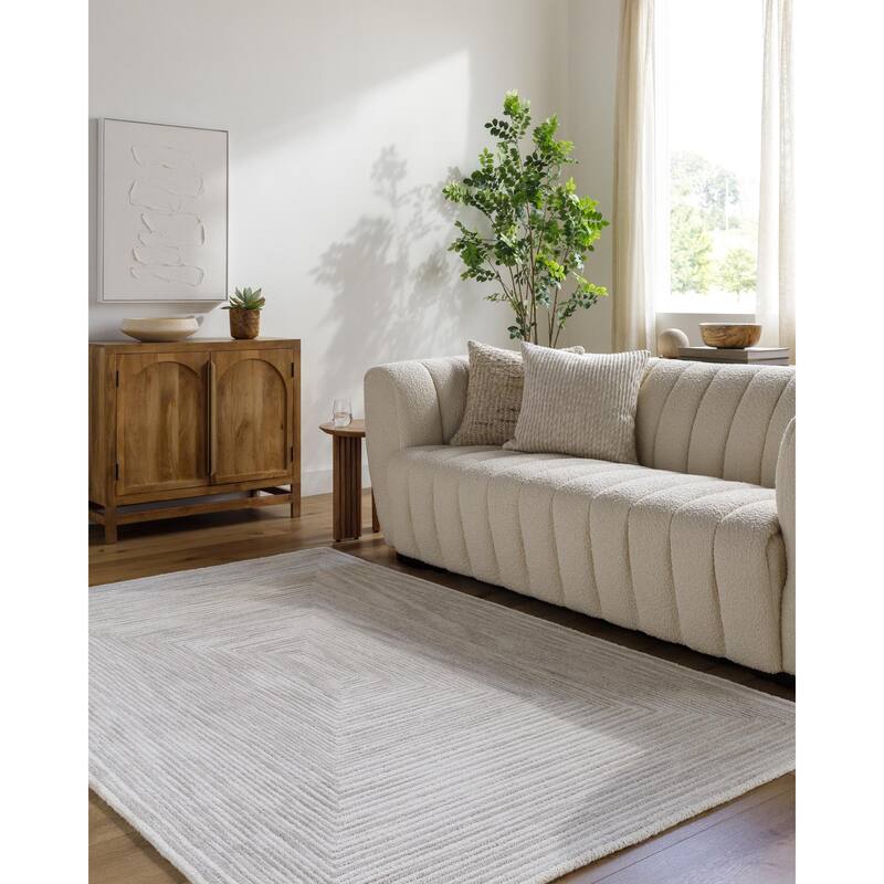 Dariana Casual Solid Color Wool Area Rug - Ivory - 9' x 12'