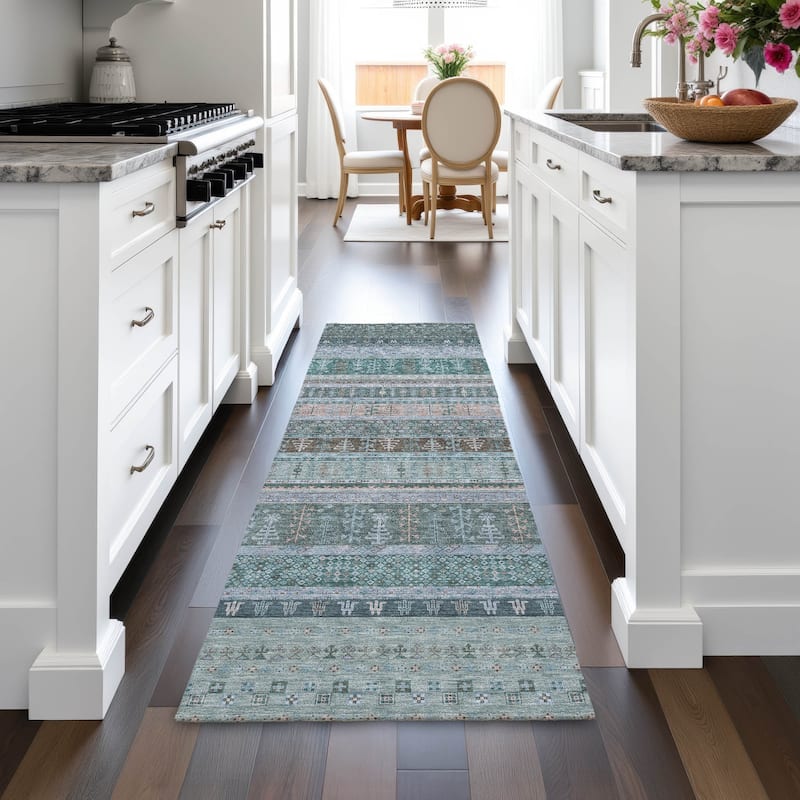 Machine Washable Indoor/Outdoor Global Kilim Chantille Rug