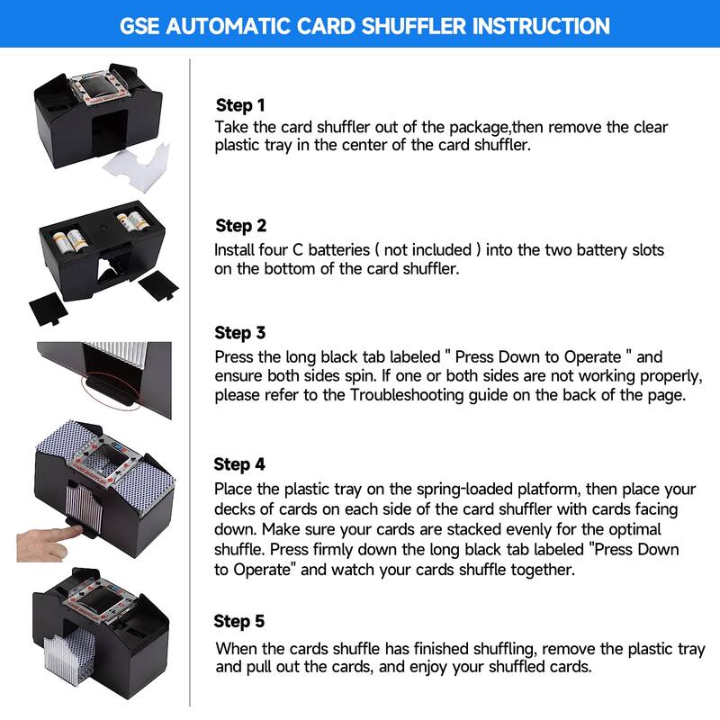 GSE™ 4-Deck Casino Automatic Card Shuffler. Battery-Operated Electric Shuffler Machine for Card Games