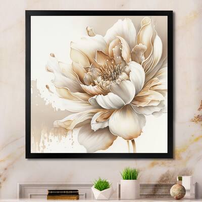 Designart "Blooming Beige Floral Design I" Floral & Botanical Framed Art Print