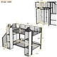 preview thumbnail 4 of 10, Metal Twin over Twin Castle-Shaped Bunk Kids Bed Frame with Wardrobe, Storage Staircase, Easy to Assemble, Black+White