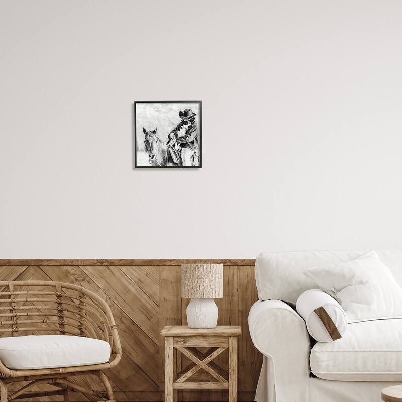 Stupell Cowboy Hugging Dog Framed Giclee Art Design by PBurchettePhoto