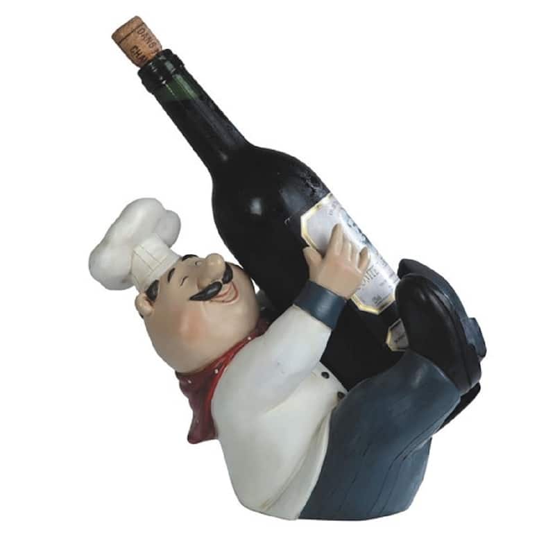 Q-Max 10"H Chef Wine Rack Bottle Holder Dining Room Accessory Decoration