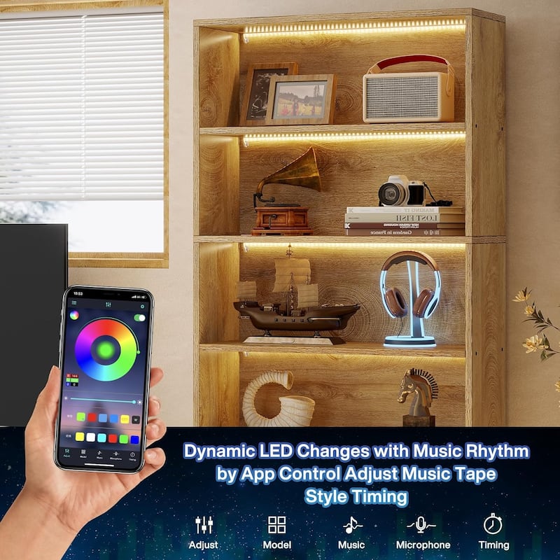 71-Inch Tall Bookcase, Heavy Duty Free-Standing Library Bookshelf with 5-Tier Shelves for Living Room