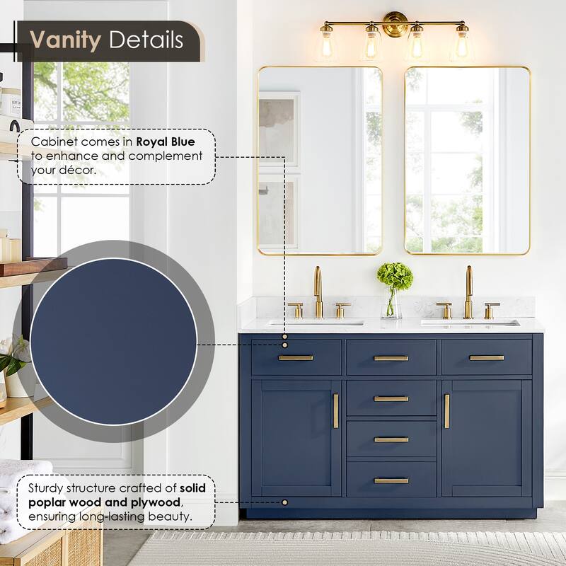 Altair Gavino Bath Vanity with Grain White Composite Stone Top and Mirror