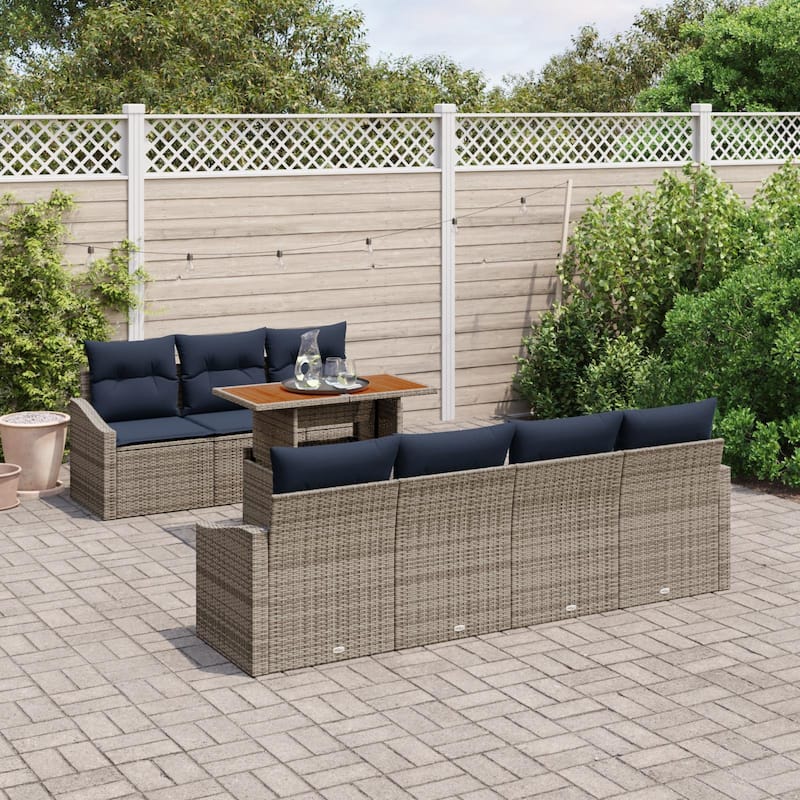 vidaXL 8 Piece Garden Sofa Set with Cushions - 91.7×24.4×27.2