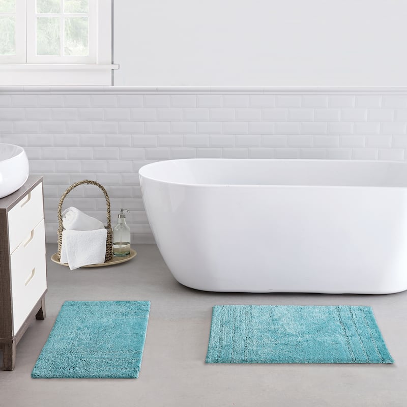 Anne Klein 2 Piece Reverie 100% Cotton Bath Rug Set