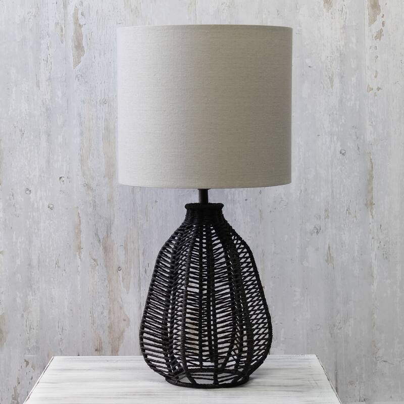 21 in. Coastal Paper Rope Rattan Table Lamp