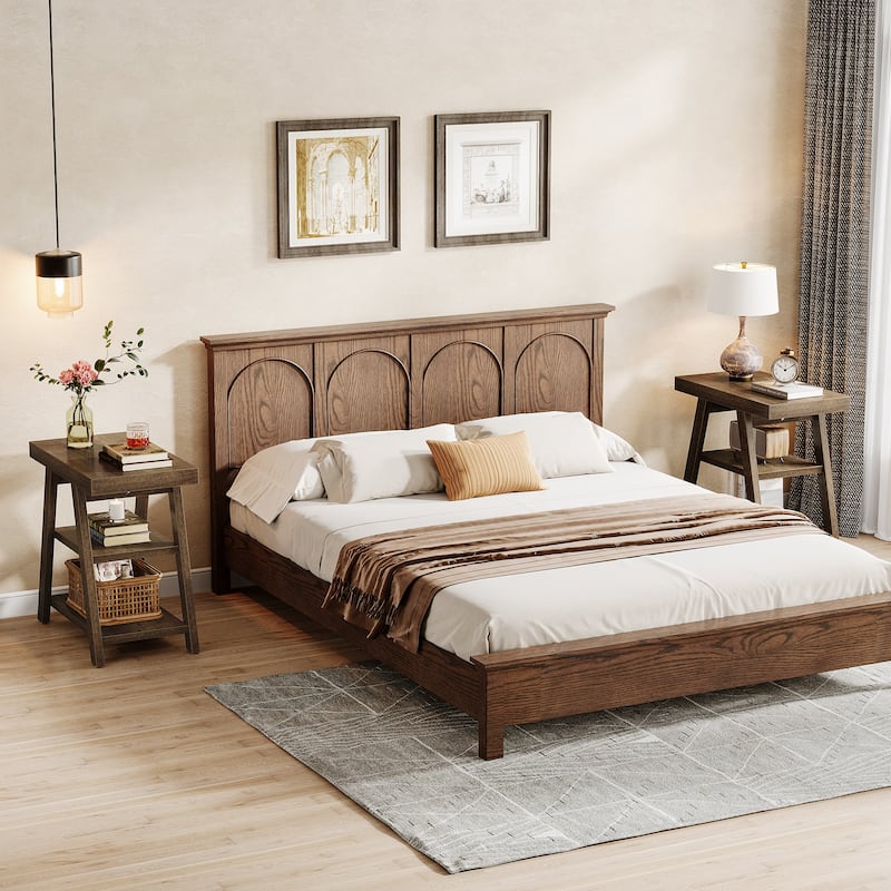 End Table with Storage, Wooden Side Table, Bedside Table for Living Room, Bedroom Small Spaces