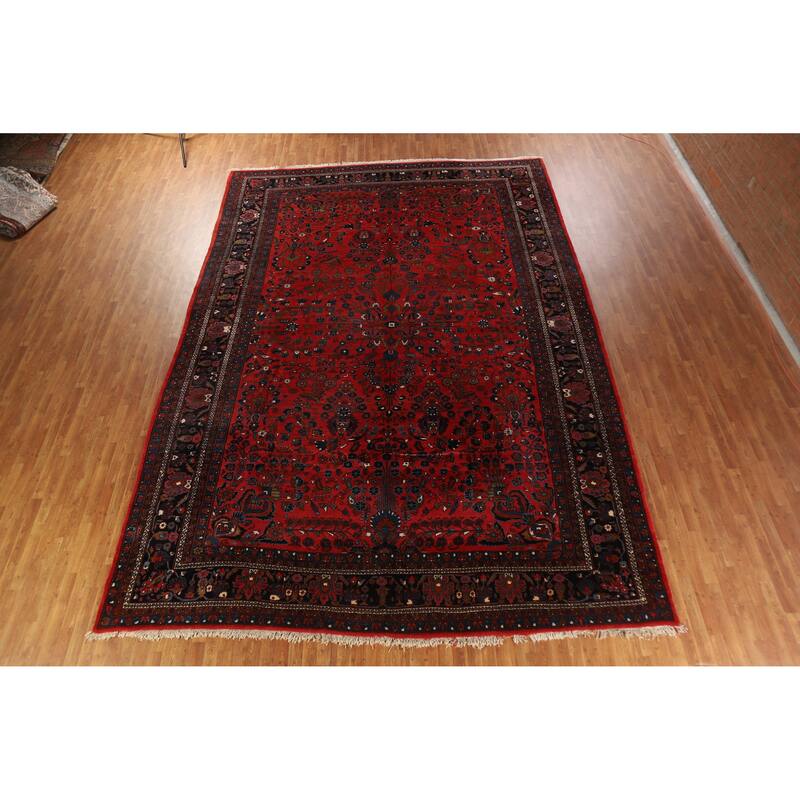 Hand Knotted Oriental 100% Wool Carpet Traditional All-Over Red Bibikabad Area Rug - 16' 7'' X 11' 7''