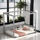preview thumbnail 1 of 25, Full Size Canopy Frame Floor Bed with Fence and Guardrails, Grey Grey