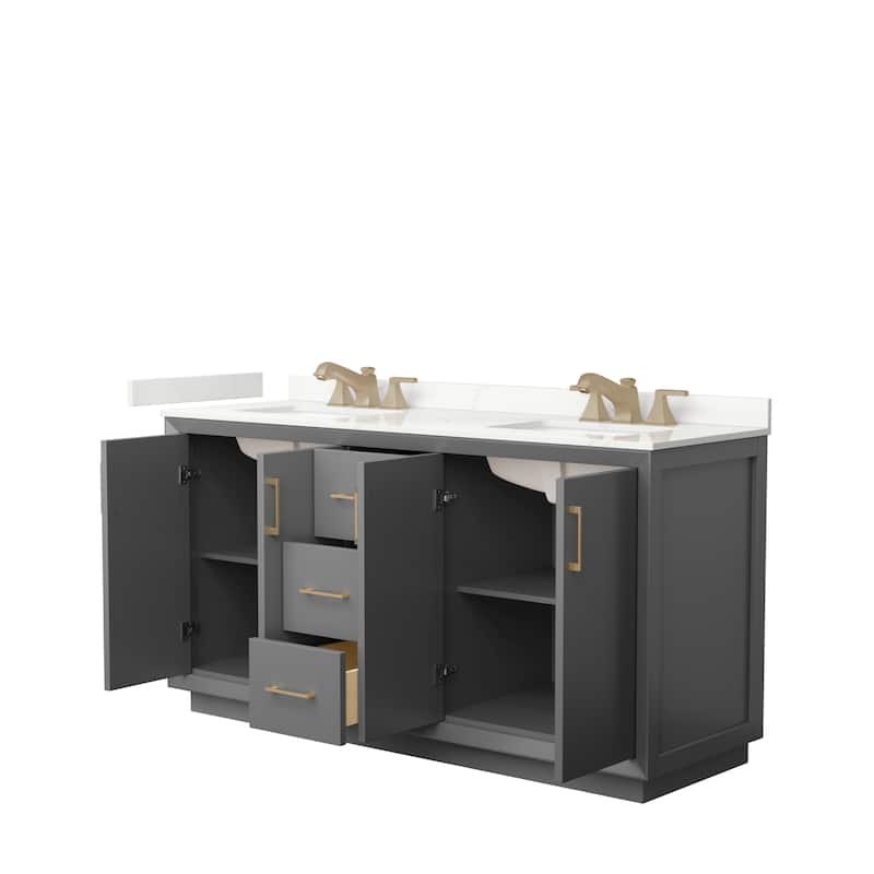 Strada 66-inch Double Vanity, Quartz Top