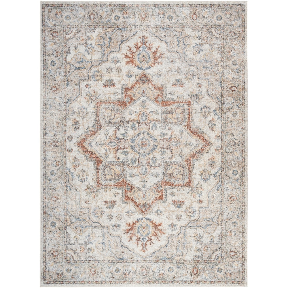Nourison Abby Machine Washable Indoor only Persian Floral Area Rug.