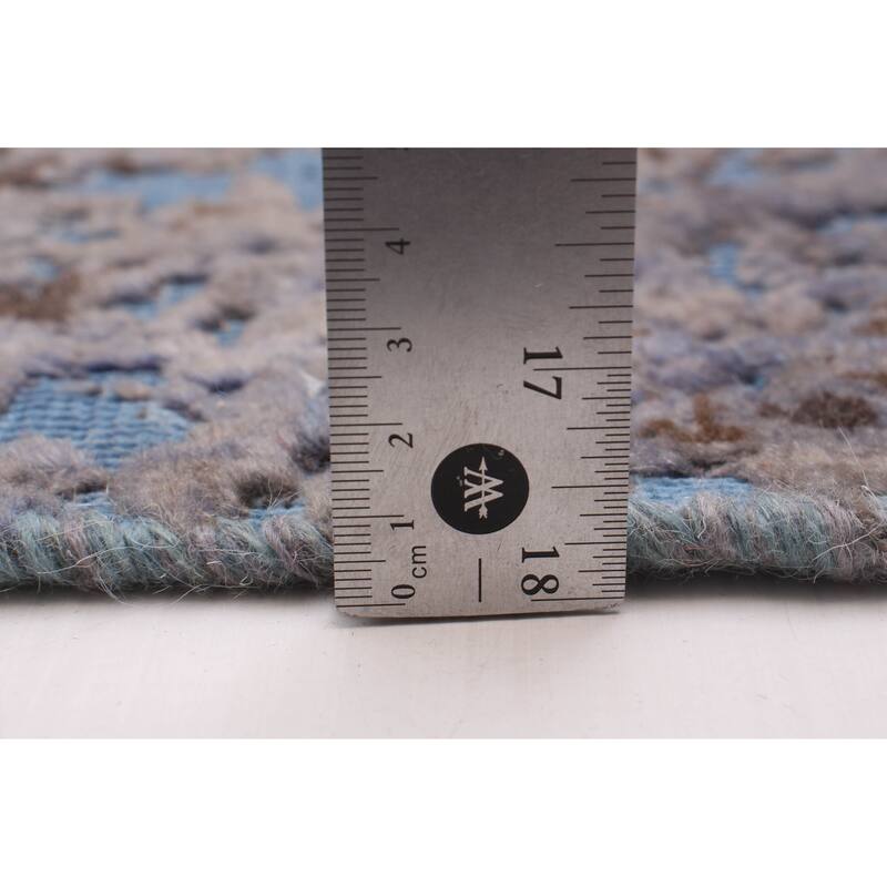 ECARPETGALLERY Hand-knotted Color Transition Denim Blue Wool Rug - 7'9 x 11'5
