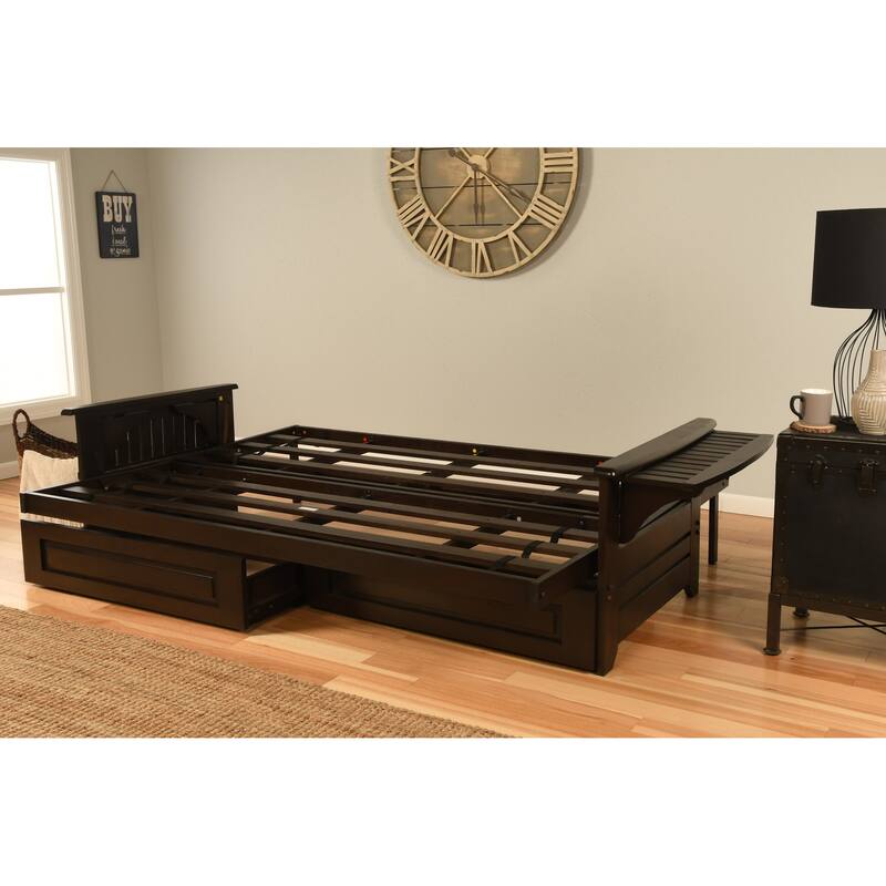 Somette Phoenix Queen-size Storage Futon Set in Espresso Finish with Marmont Mattress