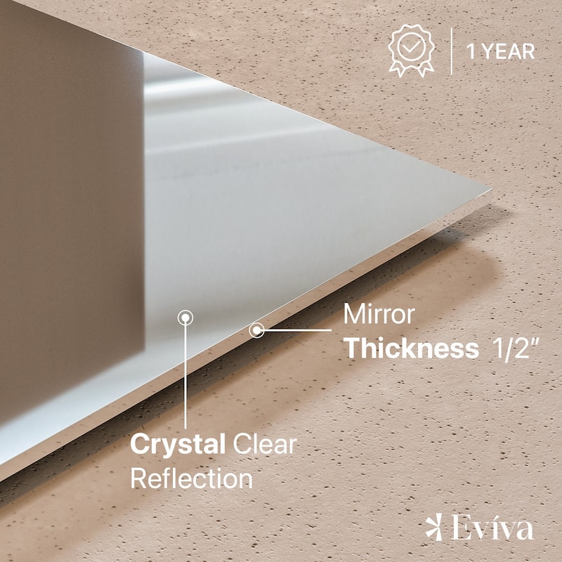 Eviva Sleek 42" x 30" Rectangular Modern Frameless Mirror - Clear