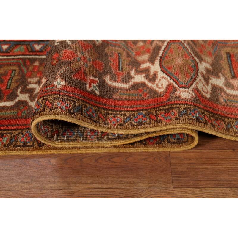 Geometric Heriz Persian Vintage Area Rug Hand-Knotted Wool Carpet - 8'3"x 10'10"