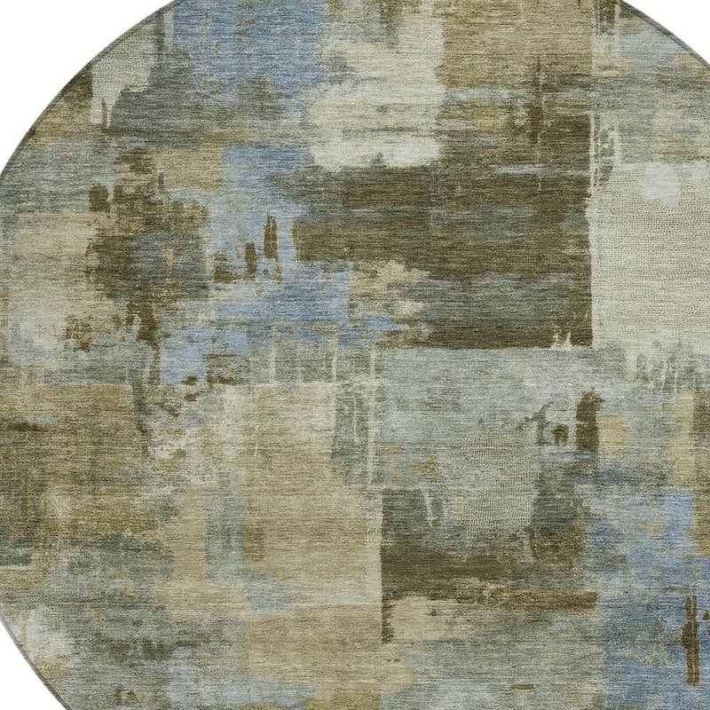 HomeRoots Abstract Transitional Rectangle Outdoor Rug - 8' Round