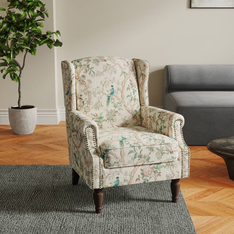 Patterned Upholstered Accent Chair for Living Room