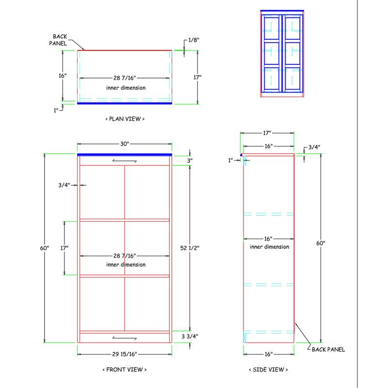 Concepts in Wood Storage Cabinet, 60 inch with 4 Shelve